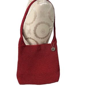 The Sak Woven Crochet Shoulder bag in red.